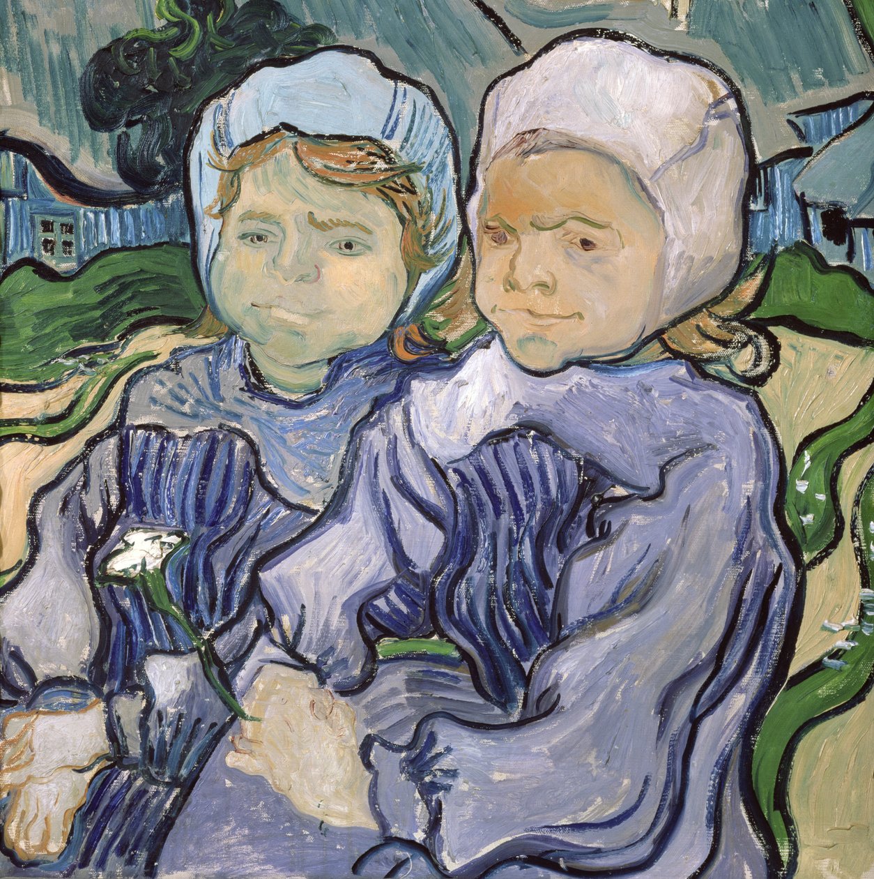 Två små flickor, 1890 av Vincent van Gogh