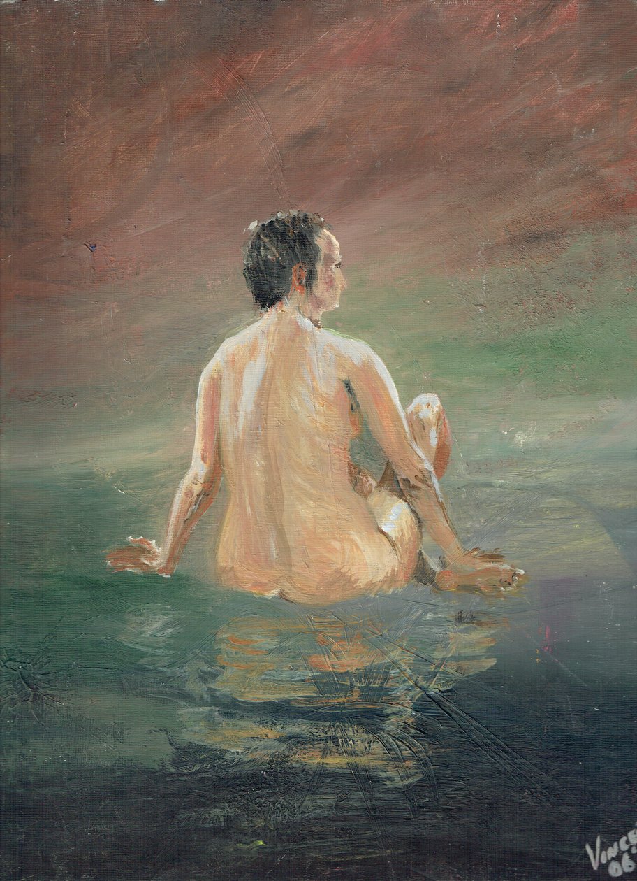 Naken, 2006, (akryl på canvasskiva) av Vincent Alexander Booth