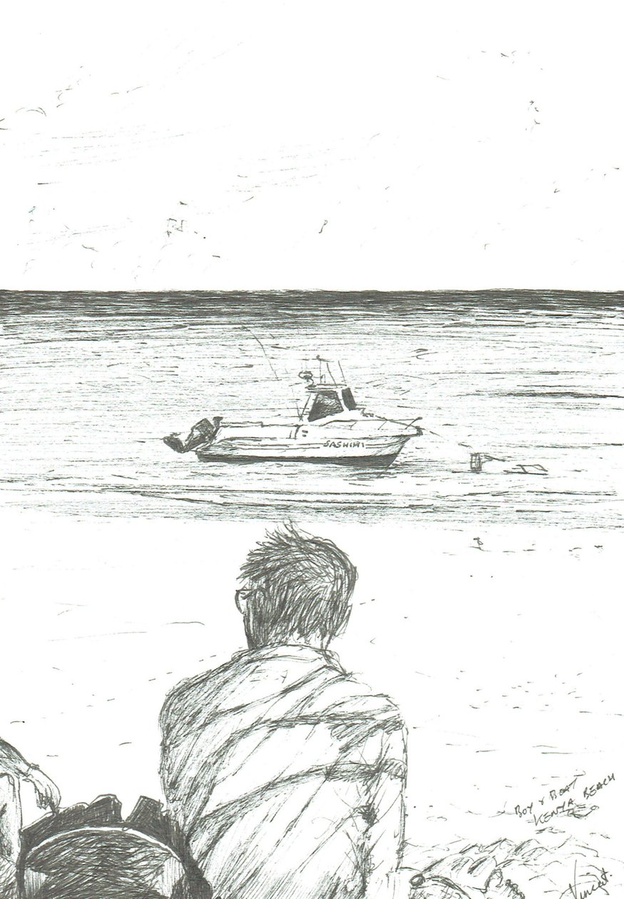 Tiwi beach Kenya, 2006; (bläck på papper) av Vincent Alexander Booth