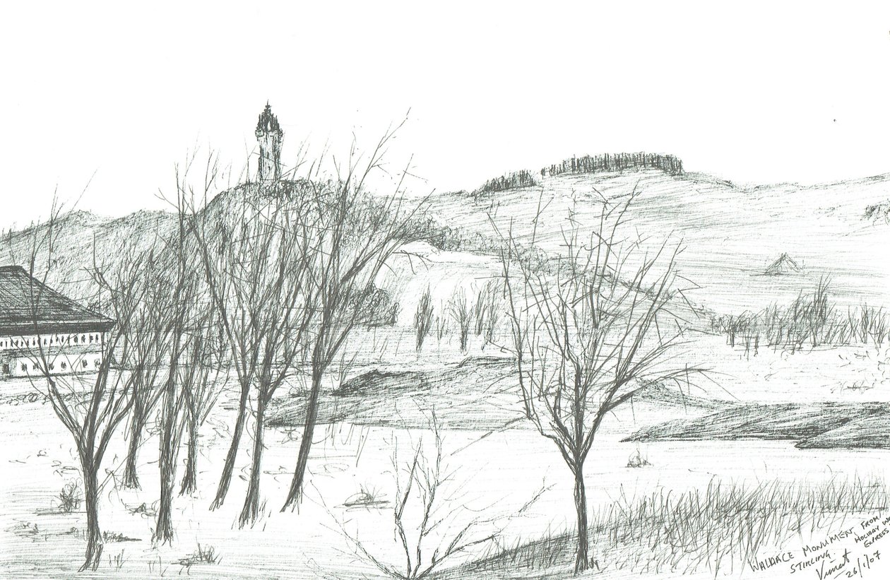 Wallace Monument; 2007; (bläck på papper) av Vincent Alexander Booth