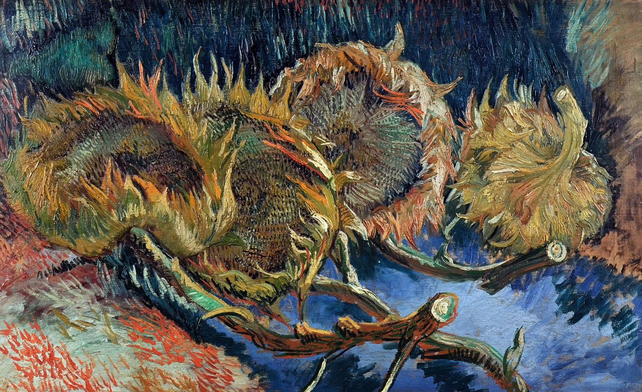 Fyra skurna solrosor, 1887. av Vincent van Gogh