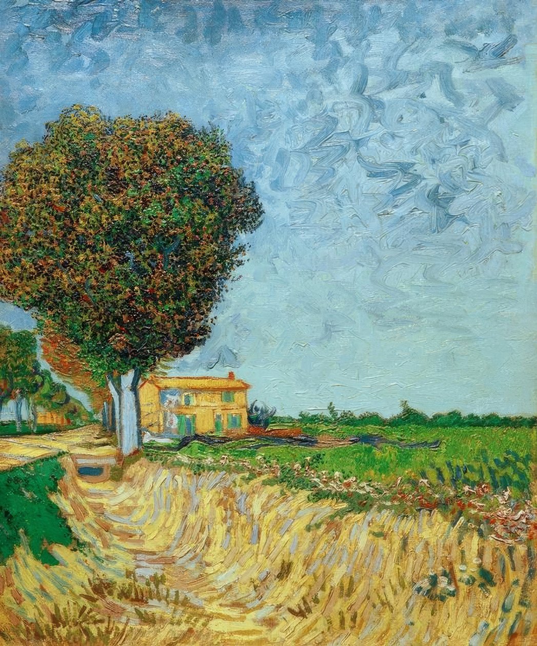 Avenue nära Arles med hus av Vincent van Gogh