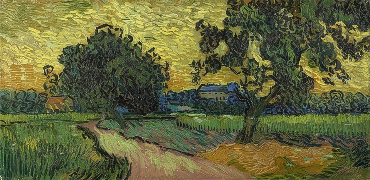 Landskap i skymningen. 1890 av Vincent van Gogh