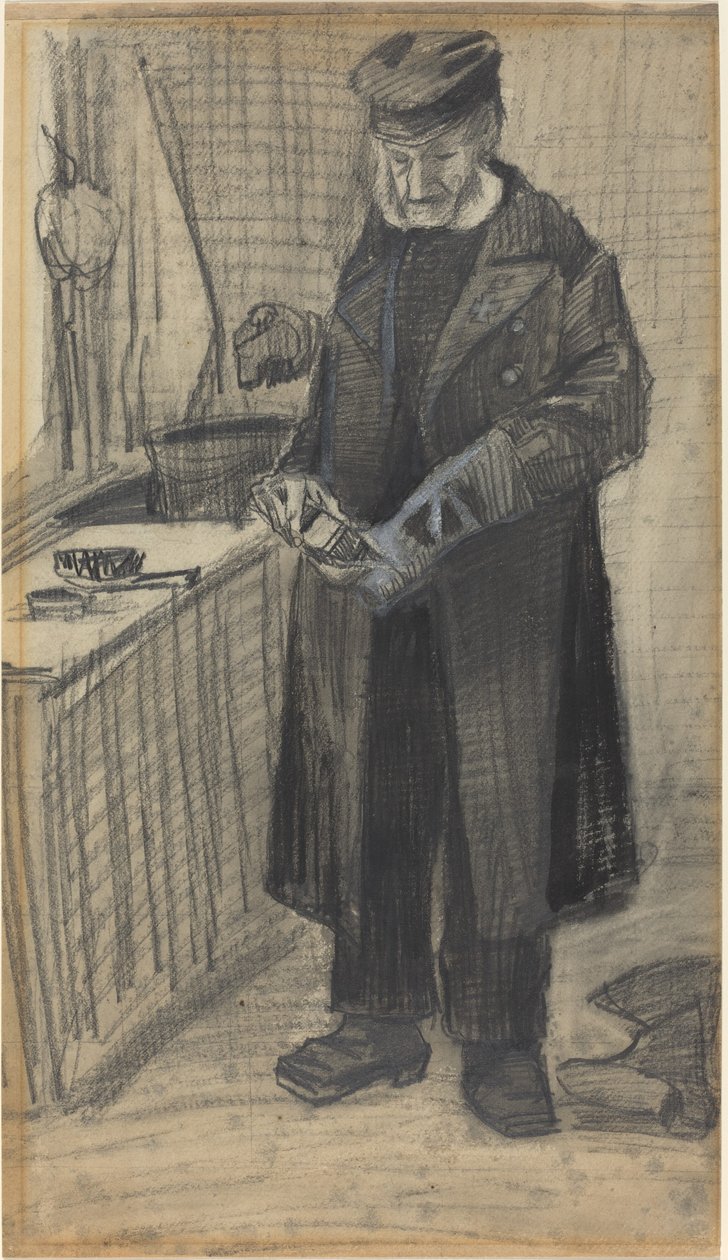 Man som putsar en känga, 1882. av Vincent van Gogh