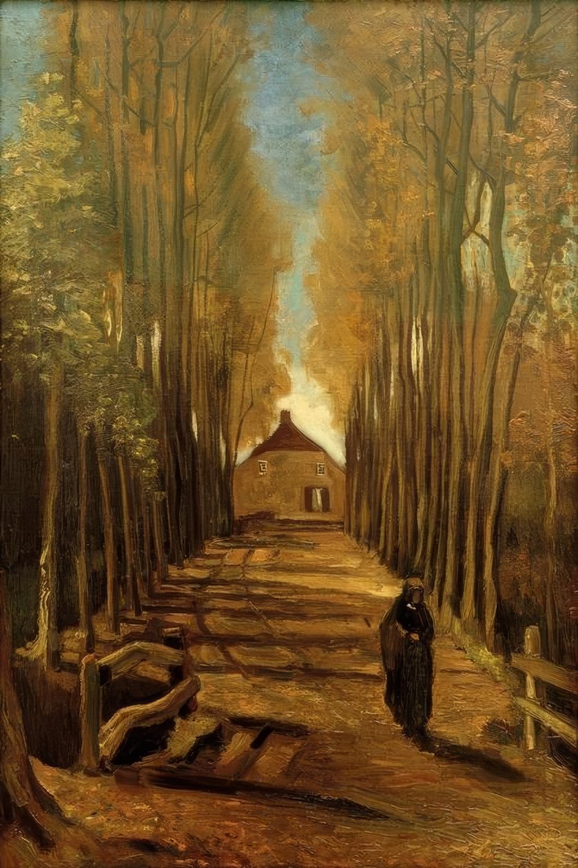 Poplar allé på hösten av Vincent van Gogh