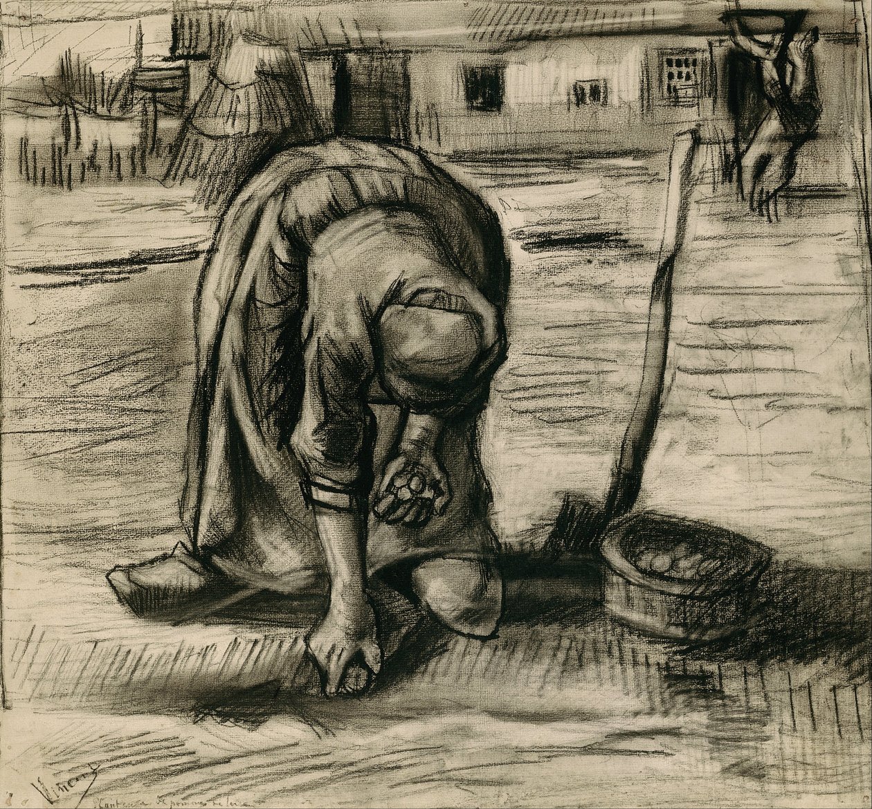 Bondekvinna som planterar potatis av Vincent van Gogh