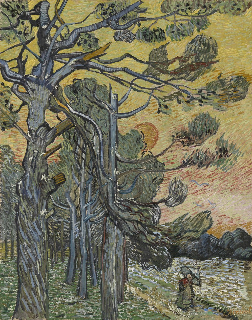 Tallar i solnedgång av Vincent van Gogh