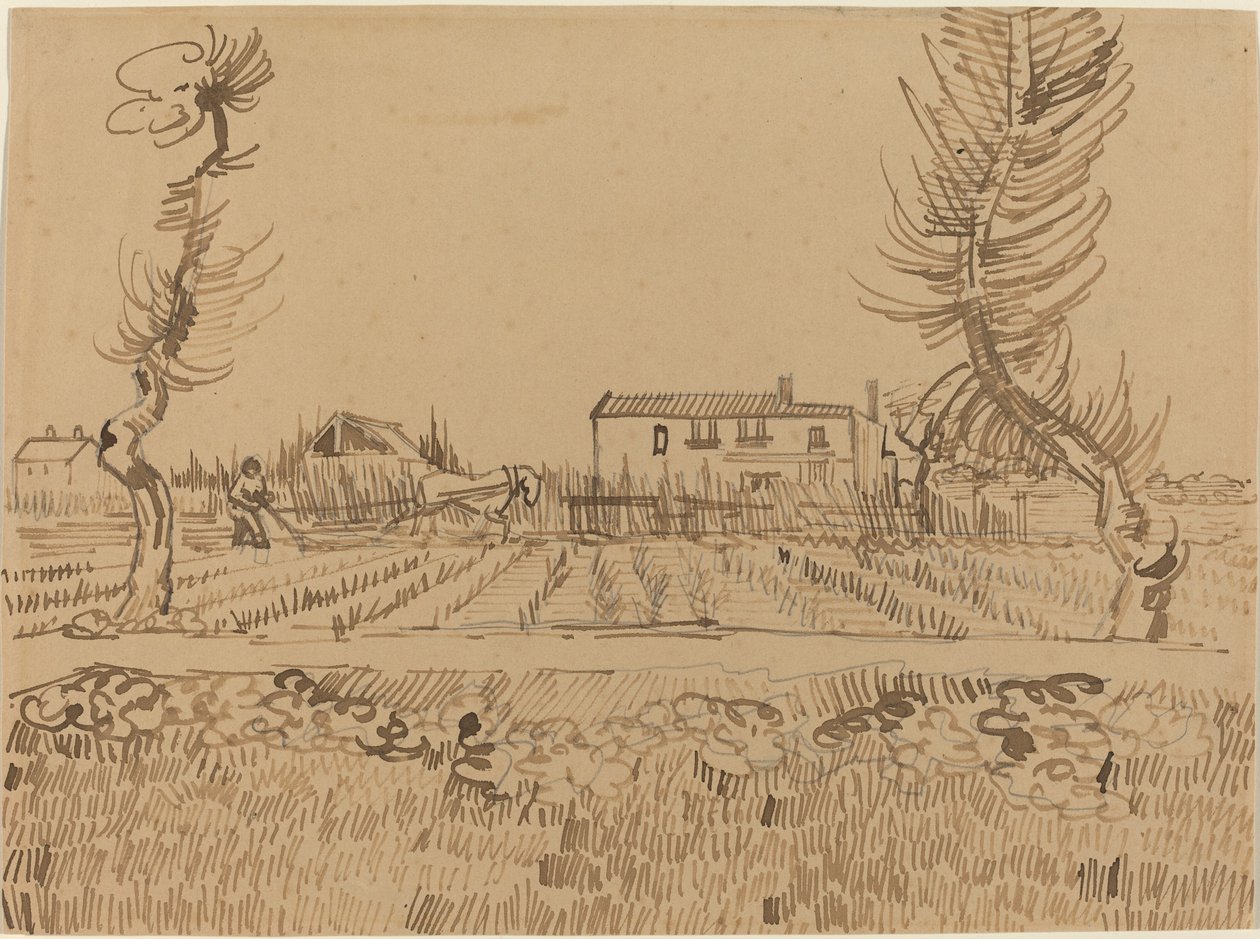Ploughman in the Fields nära Arles av Vincent van Gogh