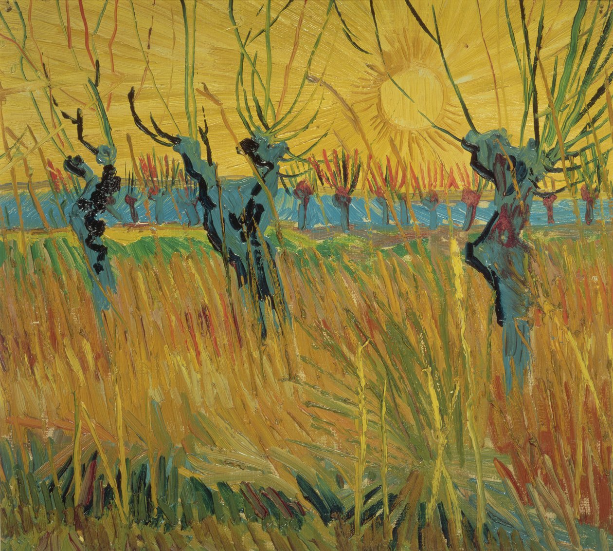 Pillar och solnedgång av Vincent van Gogh