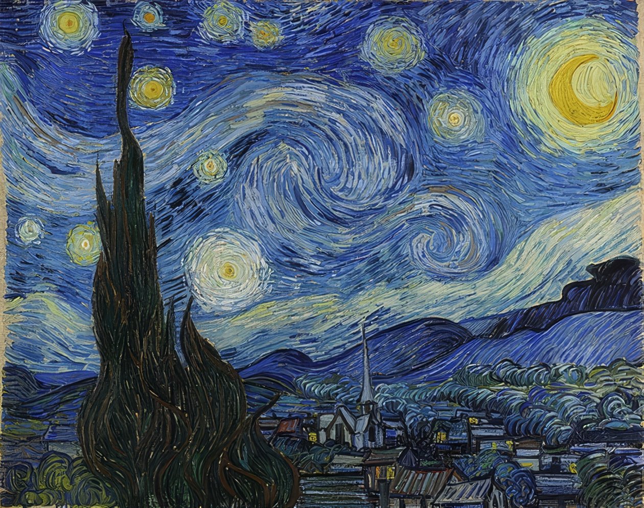 Stjärnklar natt. 1889 av Vincent van Gogh