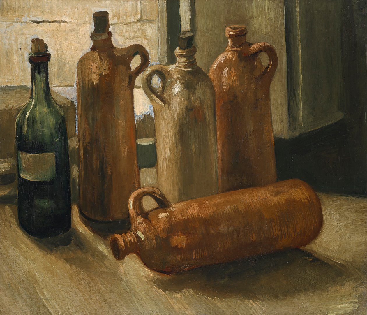 Stilleben med fem flaskor av Vincent van Gogh