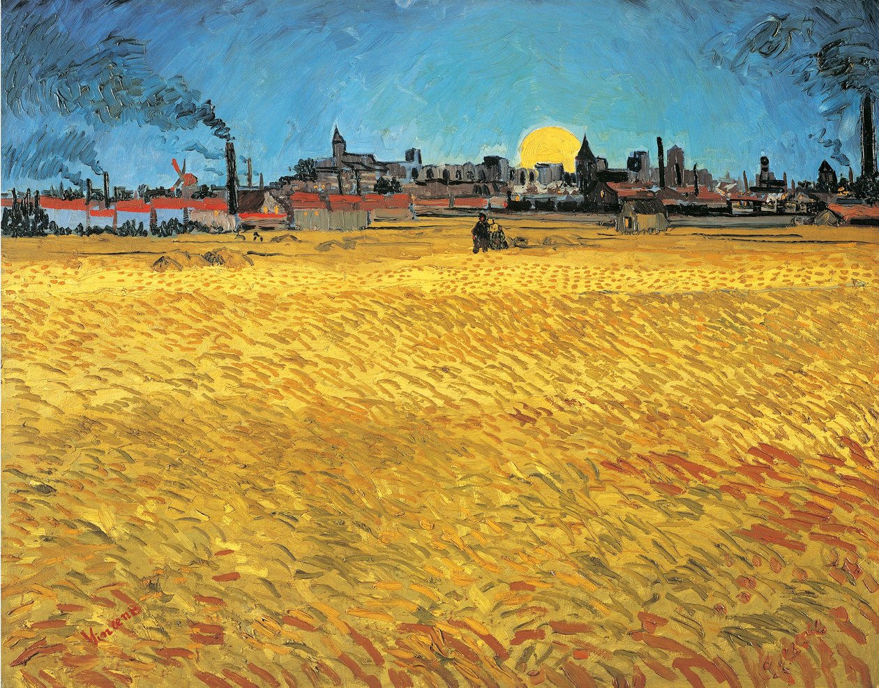 Solnedgång: Vetefält nära Arles av Vincent van Gogh