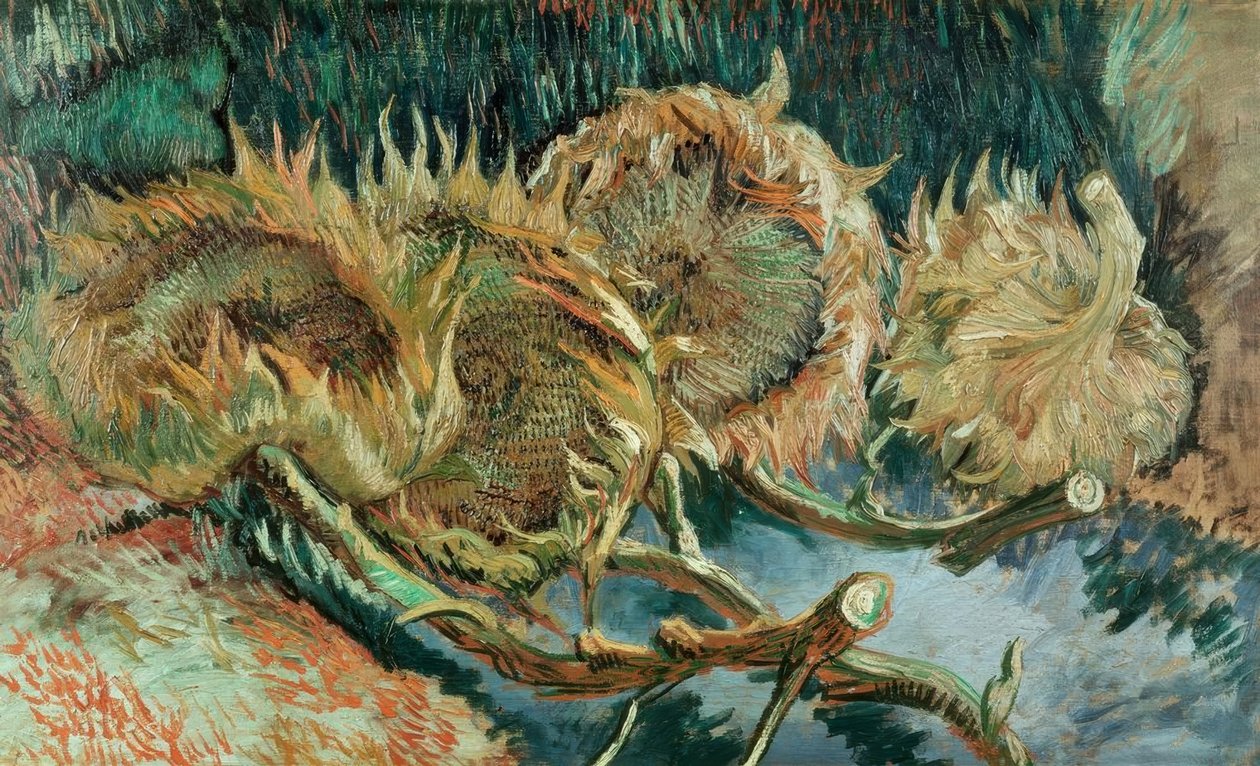 Fyra vissna solrosor av Vincent van Gogh
