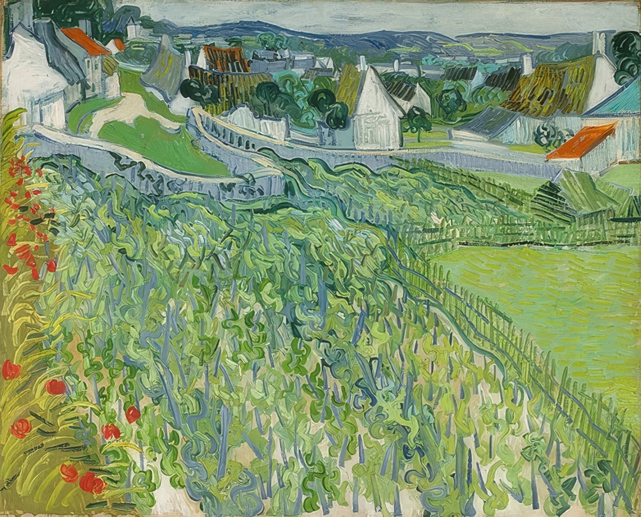 Vingårdar i Auvers. 1890 av Vincent van Gogh
