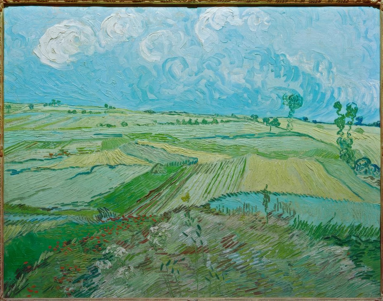 Vetefält i Auvers med regnmoln av Vincent van Gogh