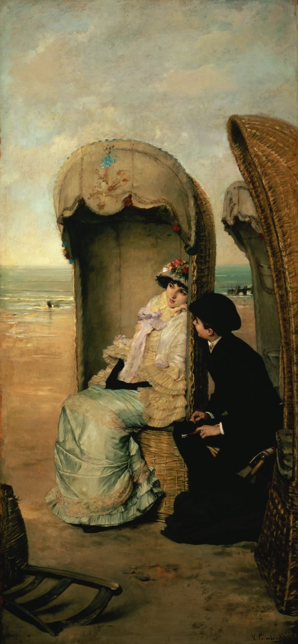 Confidenses on the Beach, c.1883 av Vincente Gonzalez Palmaroli