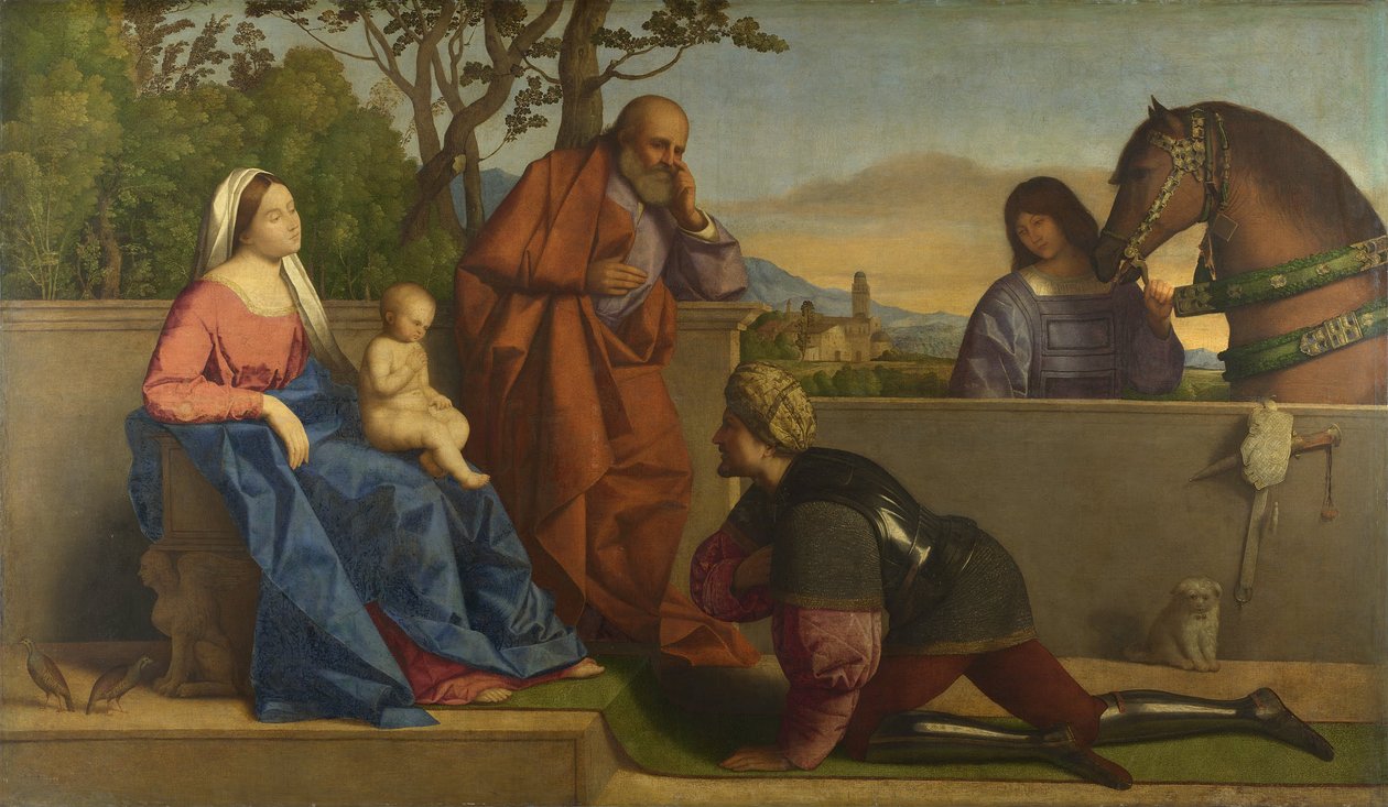 En krigare som beundrar Kristus och jungfruen av Vincenzo di Biagio Catena