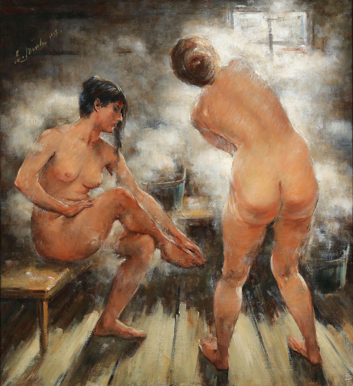 I ett ryskt ångbad, 1918. av Vitali Gavrilovich Tikhov