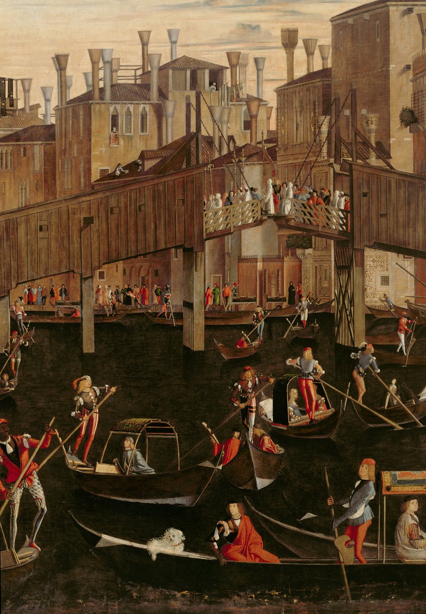 Rialtobron i trä, från Miracle of the Relic of the True Cross, 1494 detalj av 29232 av Vittore Carpaccio