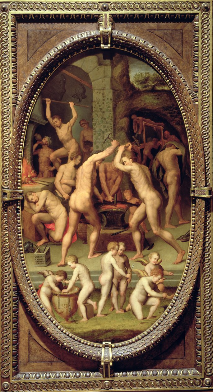 The Forge of Vulcan, 1572 (skiffer) av Vittorio Casini