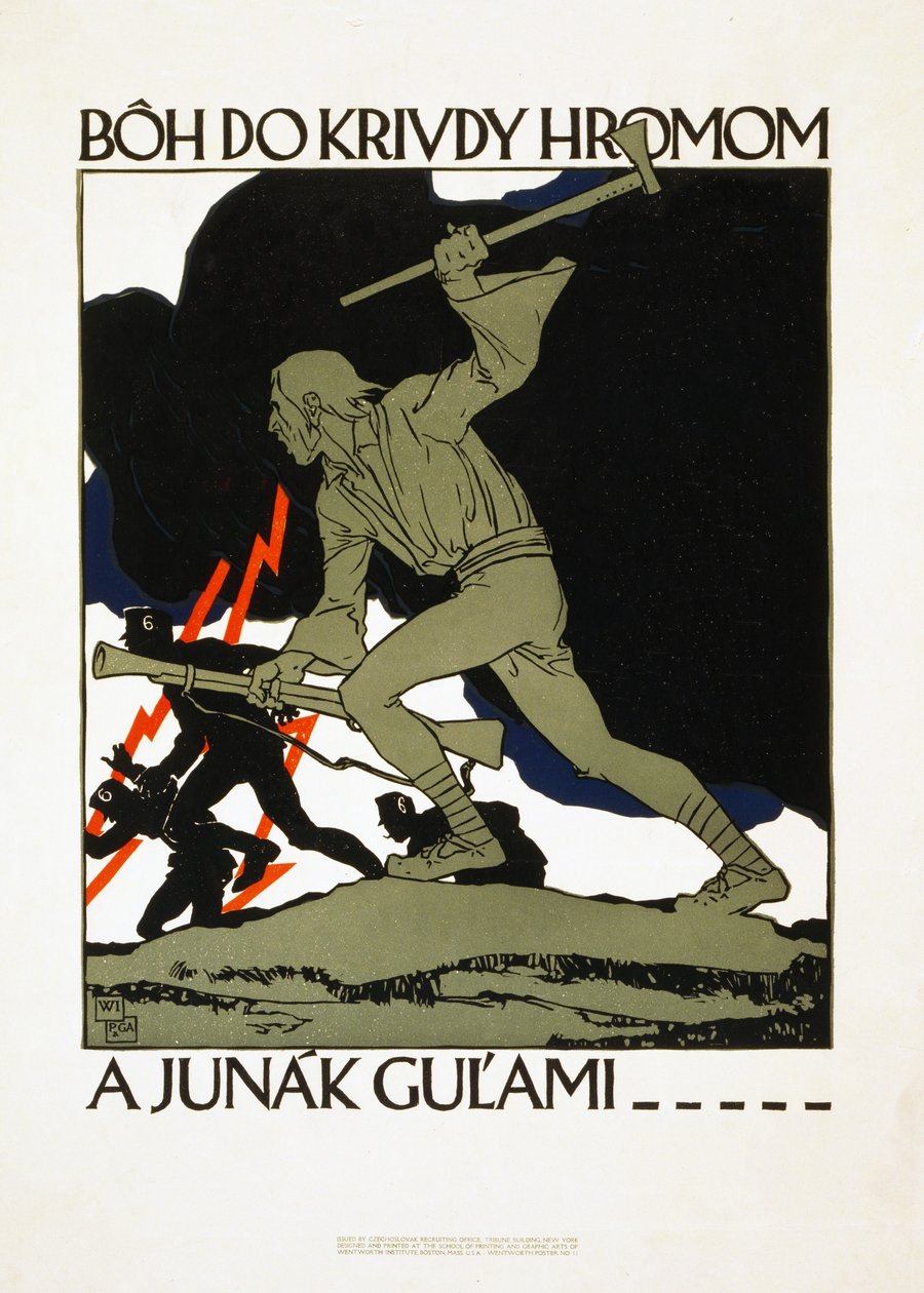 Rekryteringsaffisch för den tjeckoslaviska armén, pub. 1918 av Vojtch Preissig