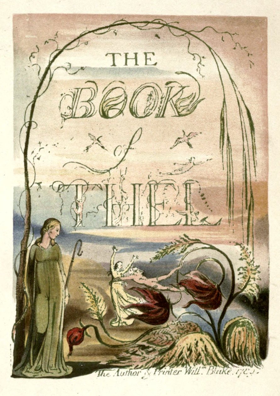 An illustrations extracted from page facing 33 of William Blake, painter and poet by Richard Garnett Publisher: London, Seeley. The work is identified as The Book of Thel, title-page. In facsimile by W. Griggs. This print most closely resembles the page fr av W. Griggs after William Blake