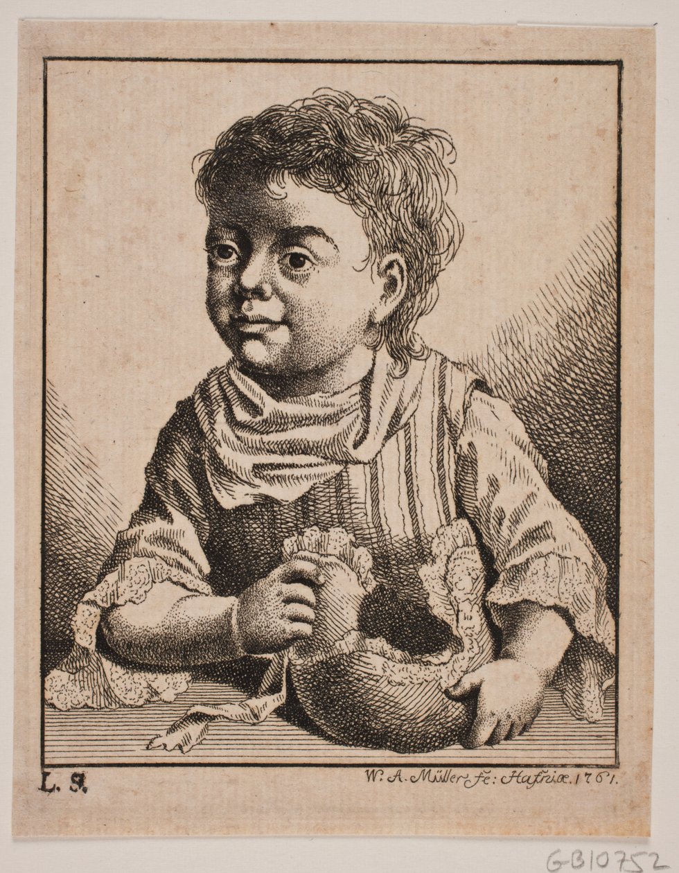 En liten flicka, halvfigur av W.A. Müller