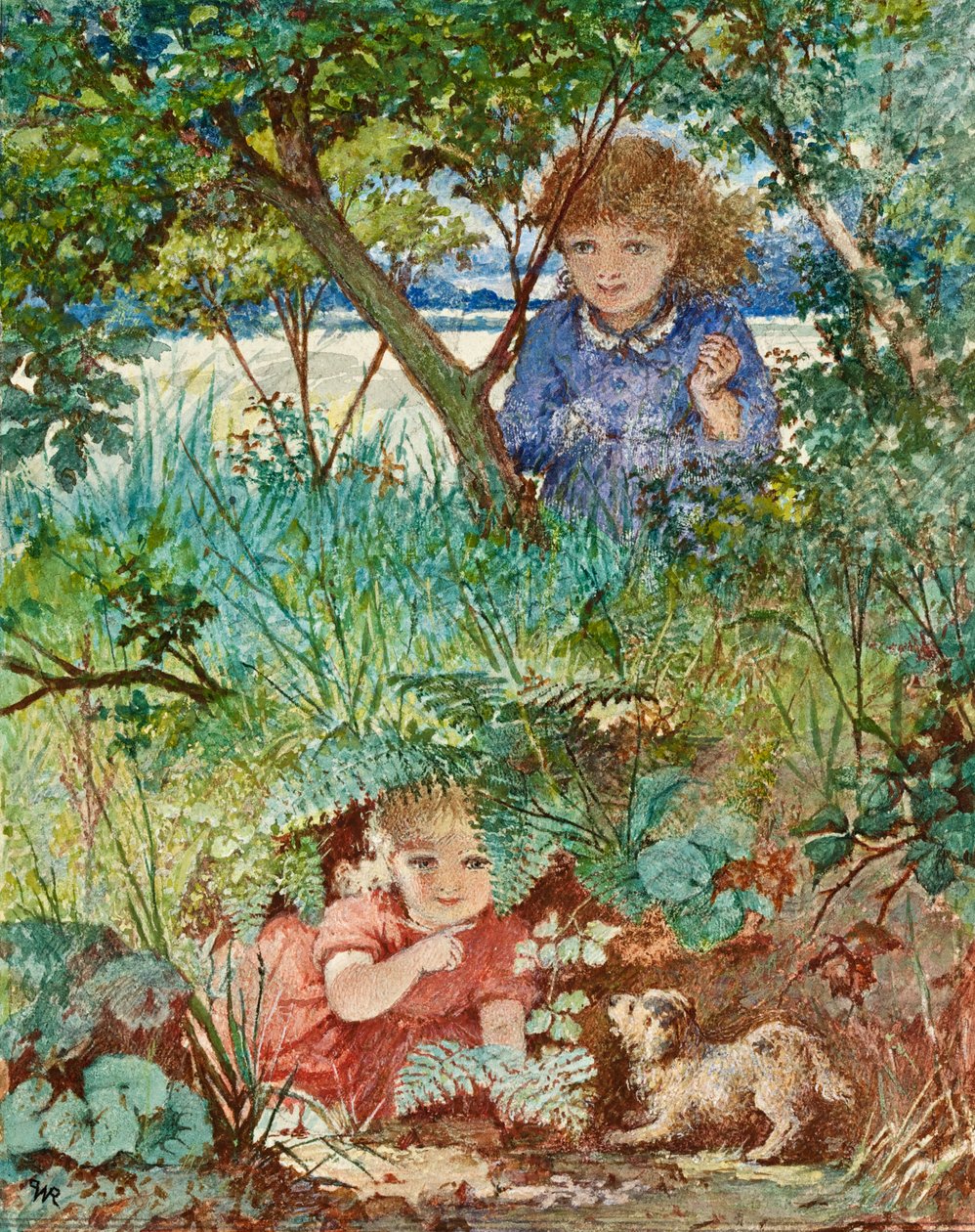 Hide and Seek, ca 1880 (wc på papper) av W.P. Rhodes