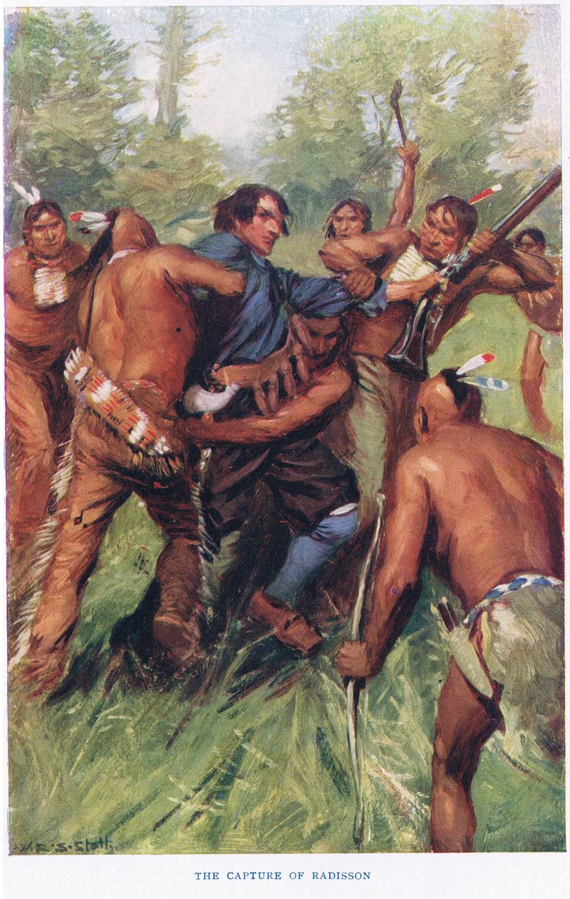 The Capture of Radisson, illustration från "The Romance of Canada" av W.R.S. Stott