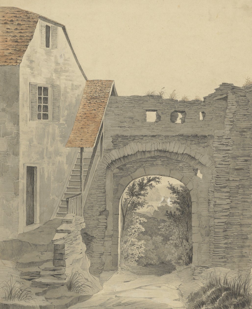 Ingången till Schloss Epstein, 1852. av W. Becker