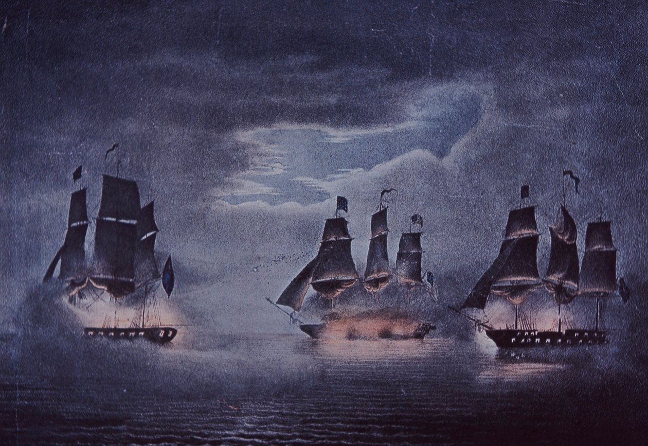 USS Constitution (färg litho) av John Ward Dunsmore