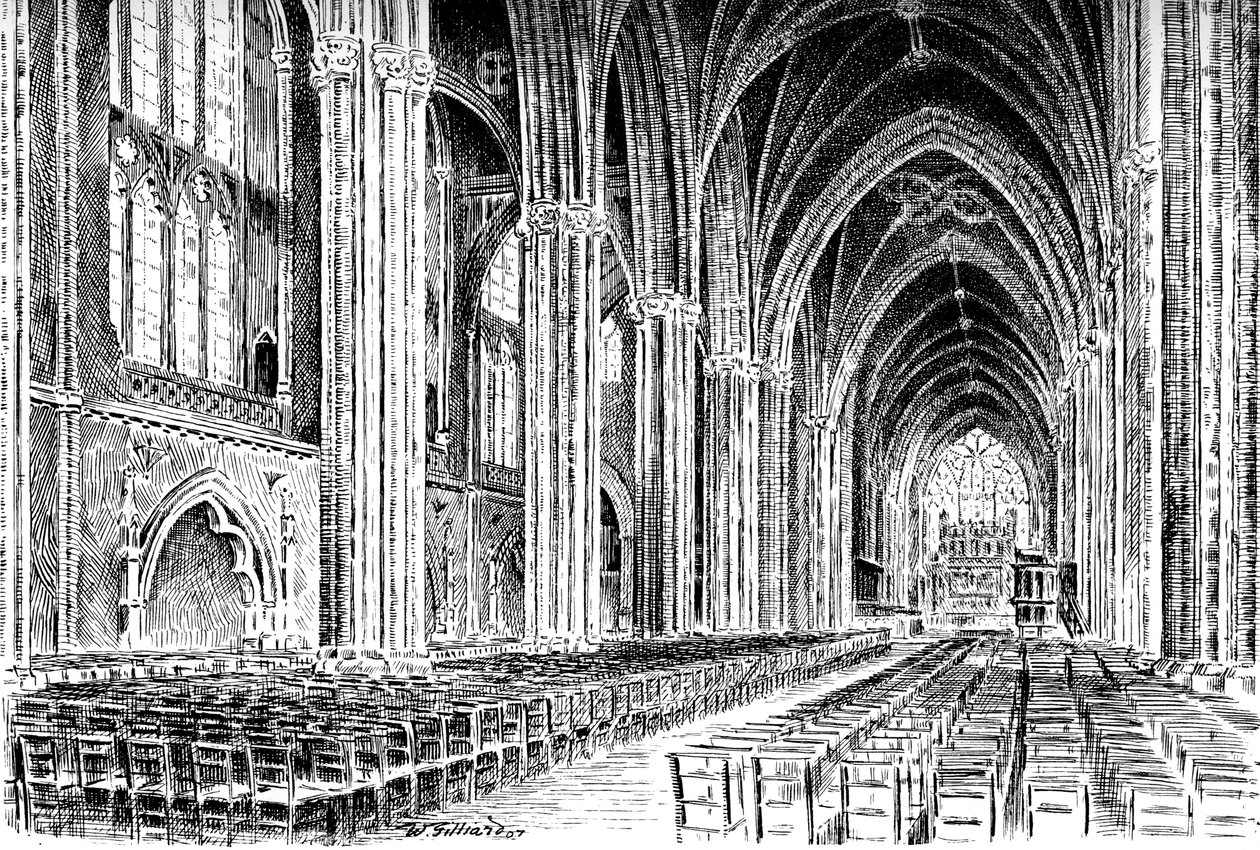Interiör av Bristol Cathedral, 1908-1909. av W. Gilliard