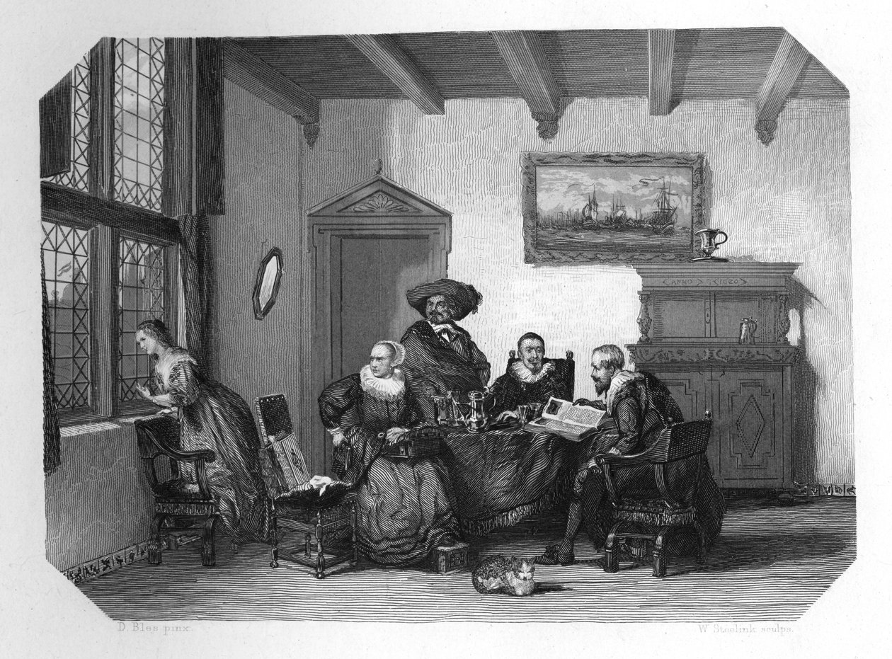 Ett gammalt holländskt familjehushåll, c1870 av W. Steelink