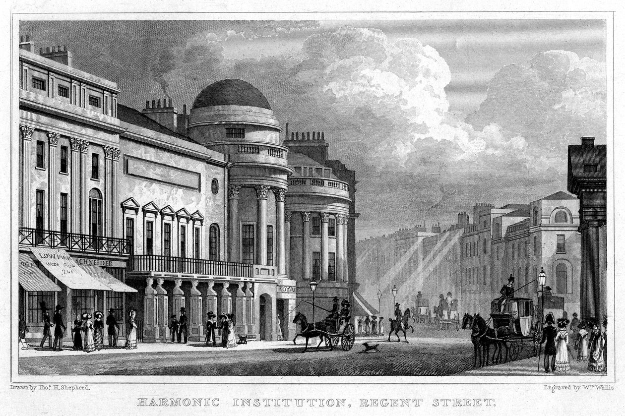 Harmonic Institution, Regent Street, 1828. av W. Wallis