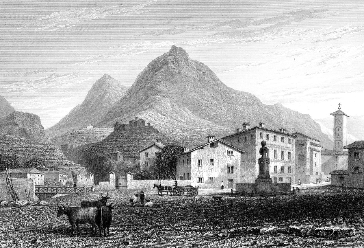 Sondrio, Lombardiet, Italien, 1828. av W. Wallis