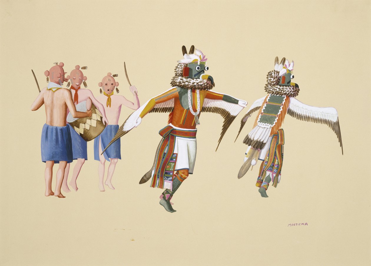 Kwahuh, 1930-40 (tempera på vävt papper) av Waldo Mootzka