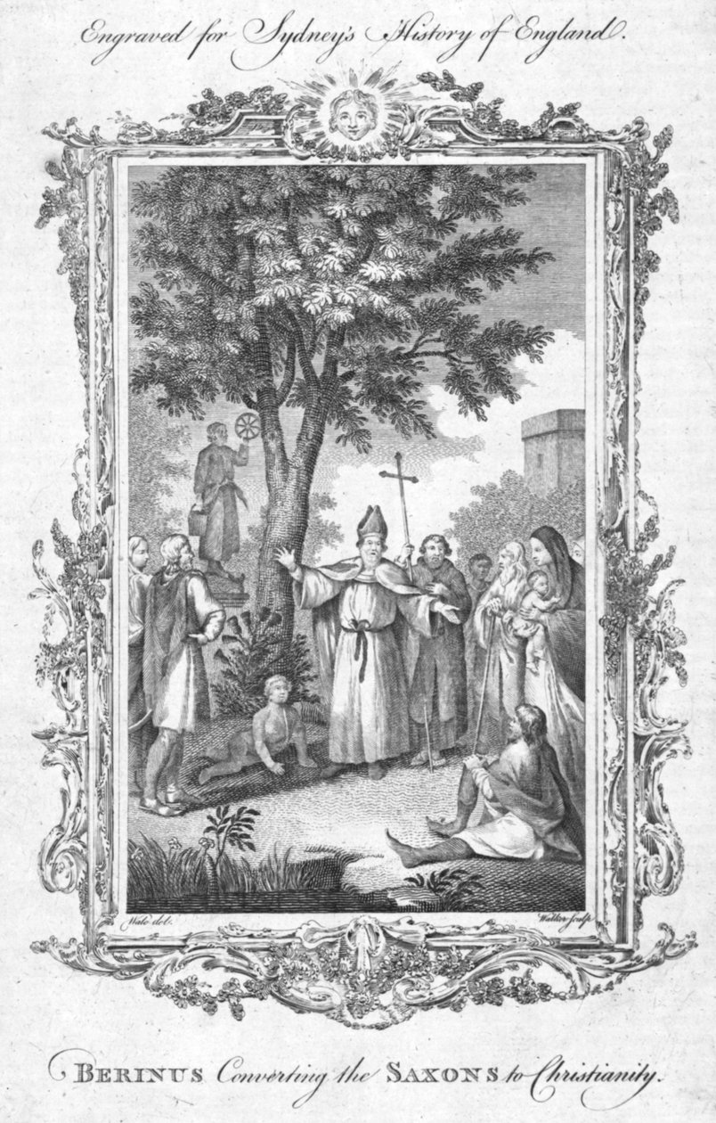 Berinus konverterar sachsarna till kristendomen, c1774 av Walker