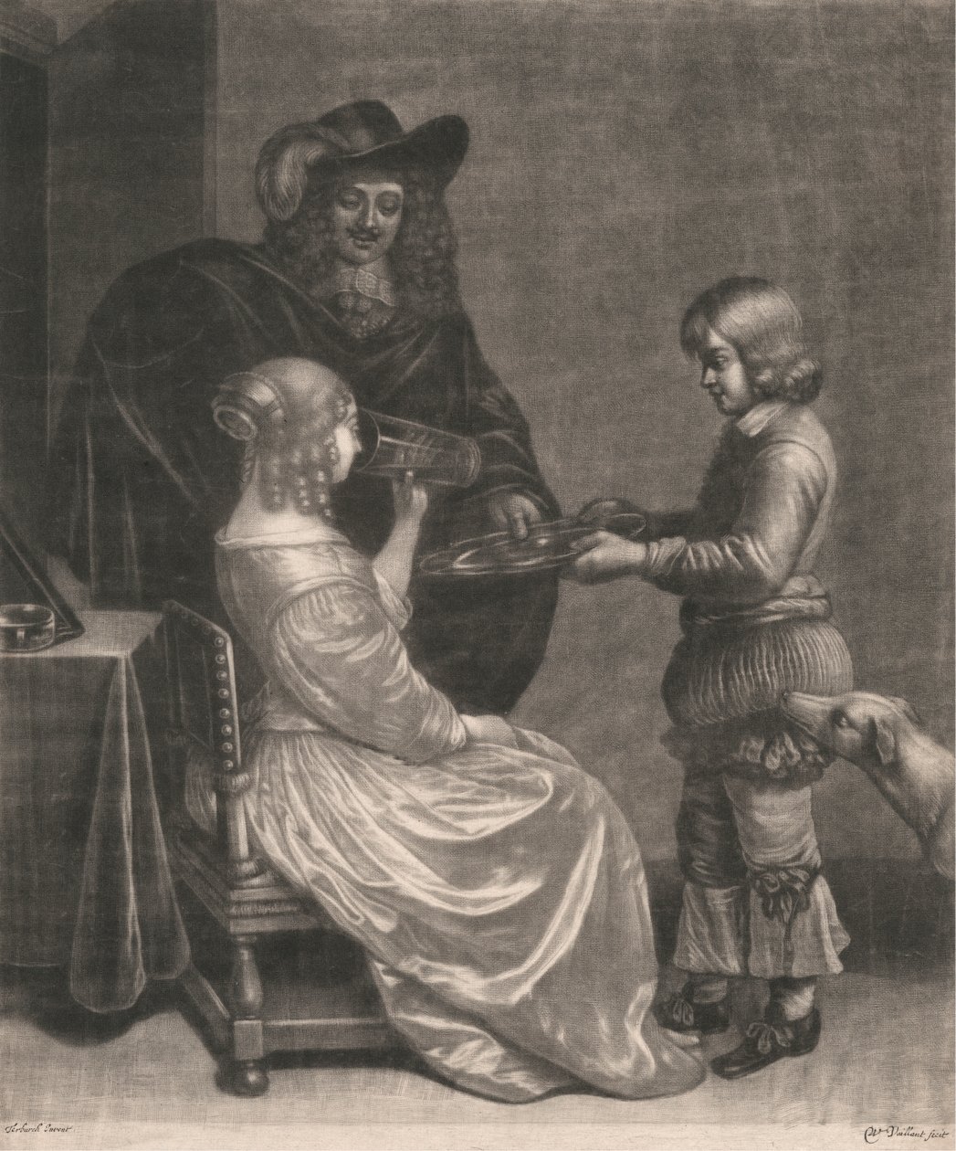 Lady, Cavalier och en Page av Wallerant Vaillant