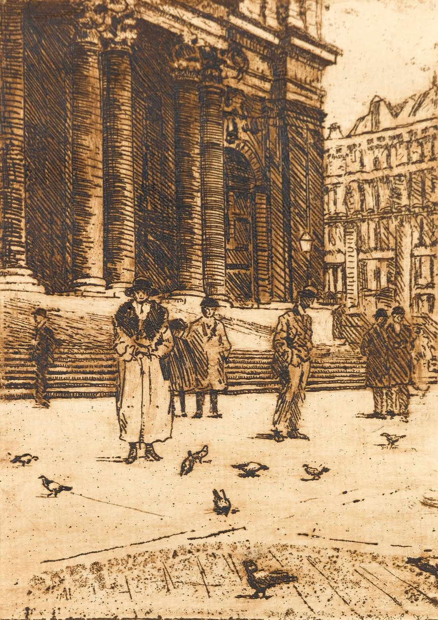 Utfodring av duvor utanför St Pauls Cathedral av Walter Bonner Gash