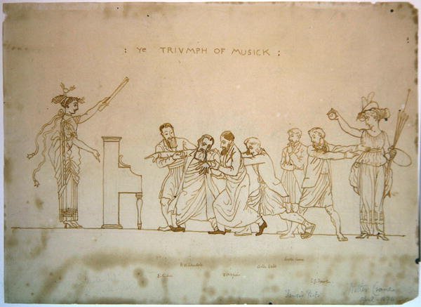 Musikens triumf (penna & brunt bläck över grafit på papper) av Walter Crane