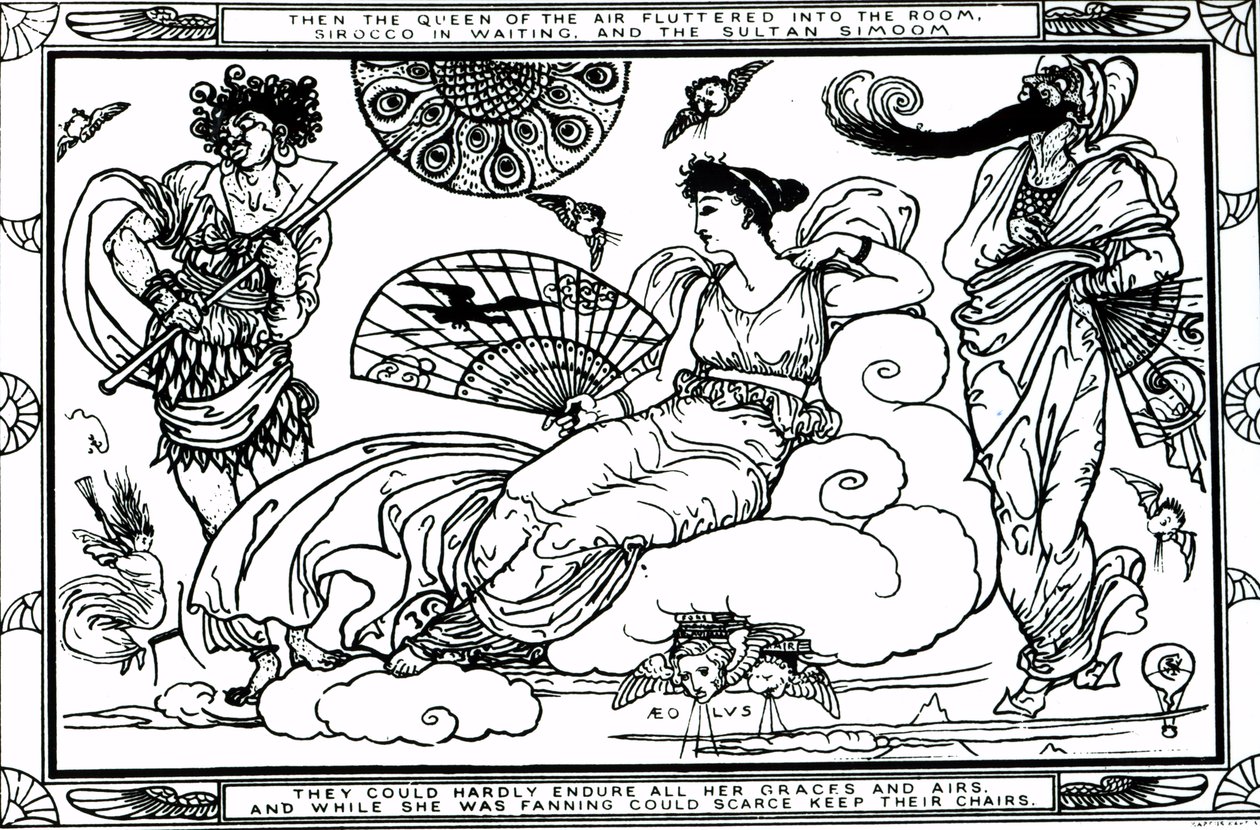 "Då fladdrade luftens drottning in i rummet, Sirocco in Waiting och Sultan Simoom" av Walter Crane