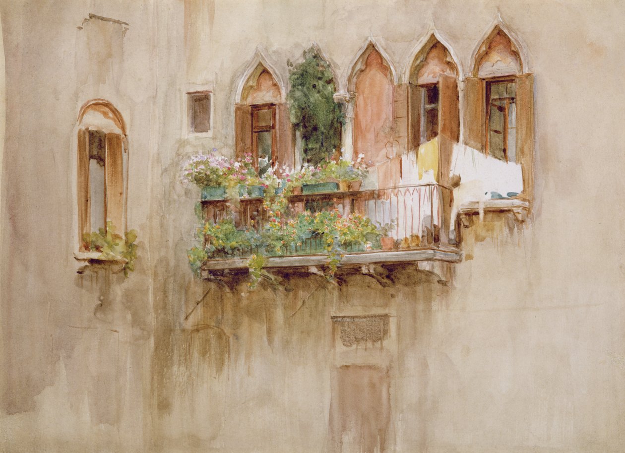 Venetiansk balkong (wc på papper) av Walter Frederick Roofe Tyndale