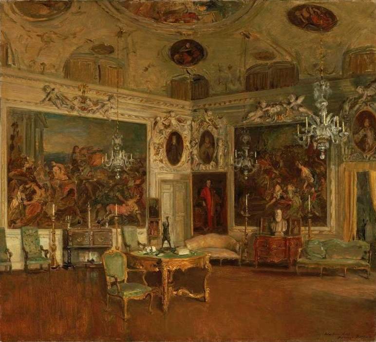  Interior of Palazzo Barbaro, Venicen  av Walter Gay