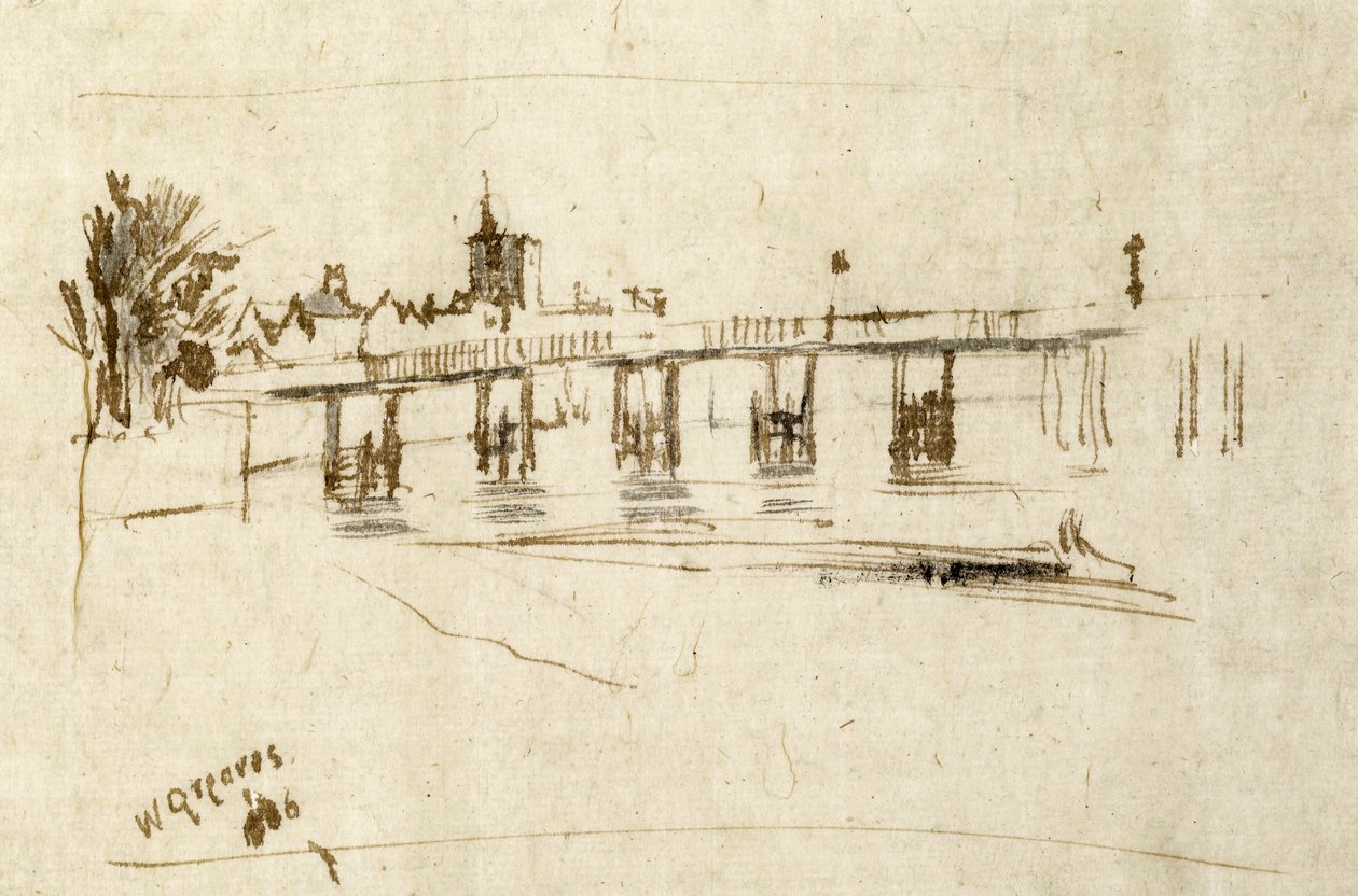 Gamla Battersea Bridge, ca 1890 av Walter Greaves
