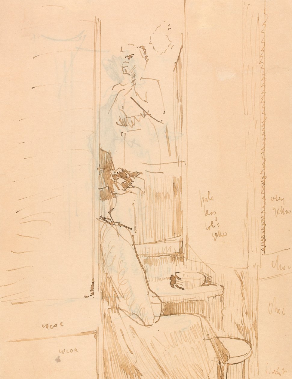 Café Vernet (penna och brunt bläck på papper) av Walter Richard Sickert