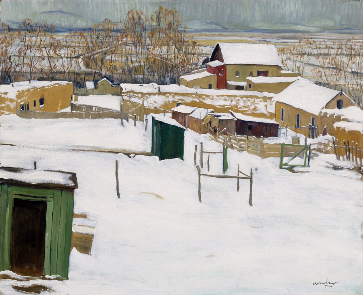 Taos i snön, ca 1914-20 av Walter Ufer