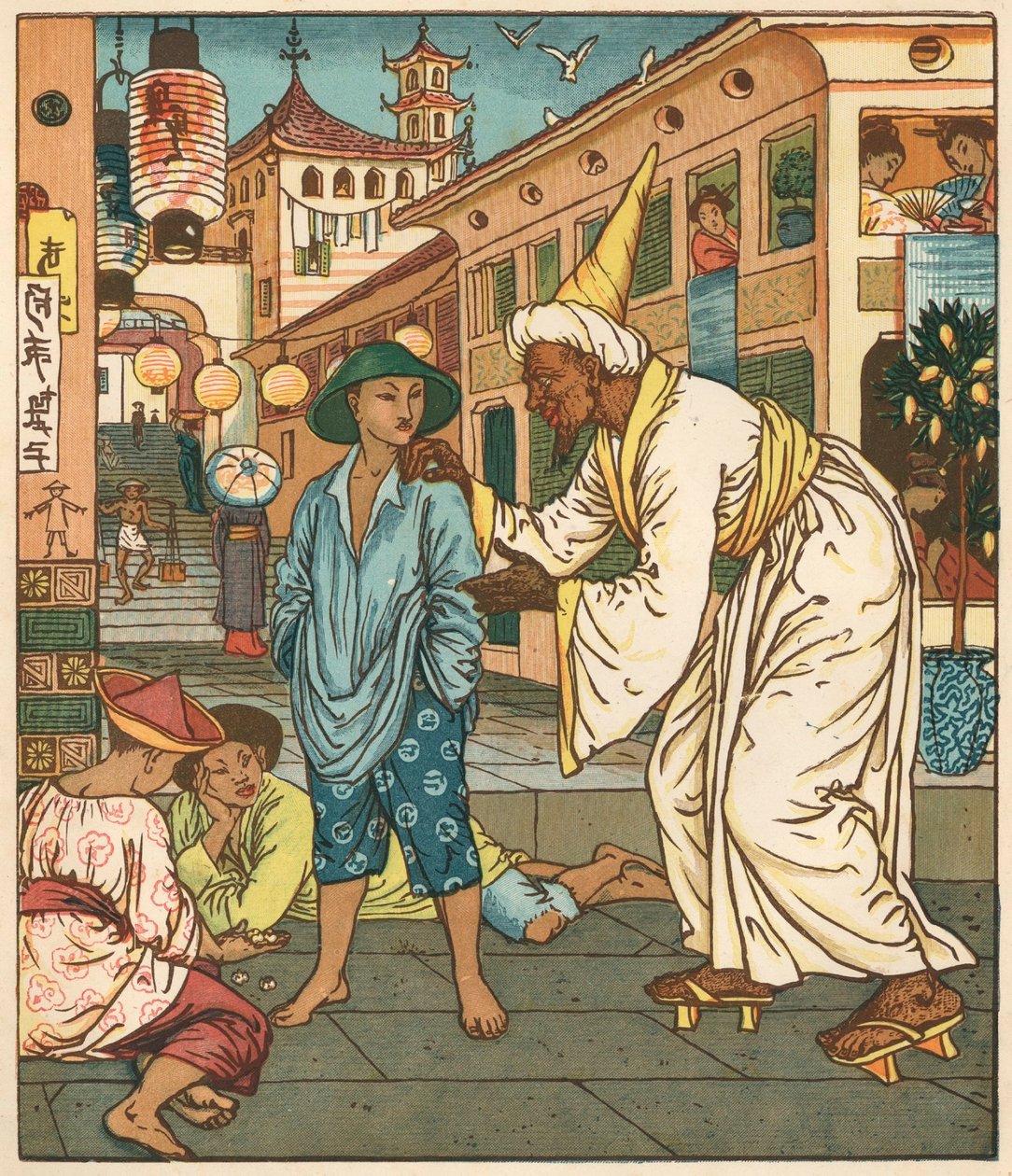 Aladdins bilderbok, Tusen och en natt, 1878 (illustration) av Walter Crane
