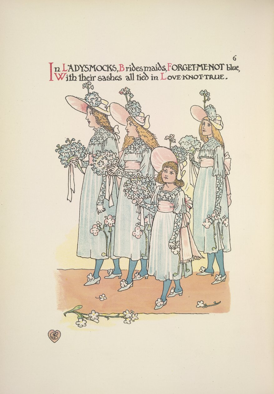 ワスレナグサ ブルーのレディスモック スウェーデンの花嫁介添人 av Walter Crane