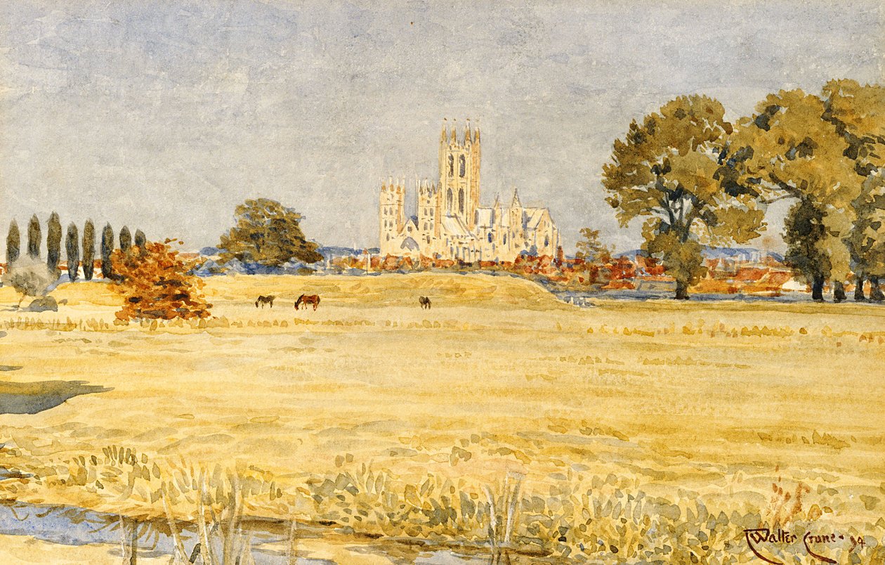 Canterbury Cathedral from the Meadows, 1894 av Walter Crane