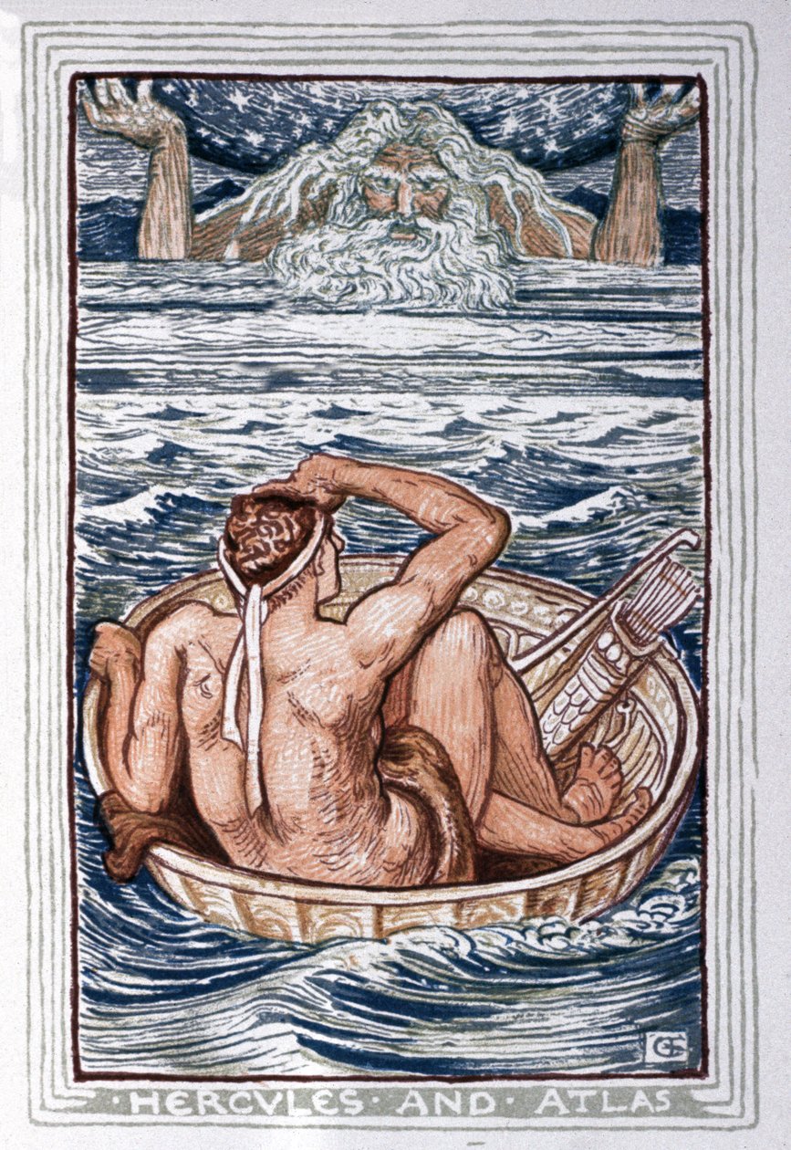 Herakles och Atlas, ca 1900 (illustration) av Walter Crane